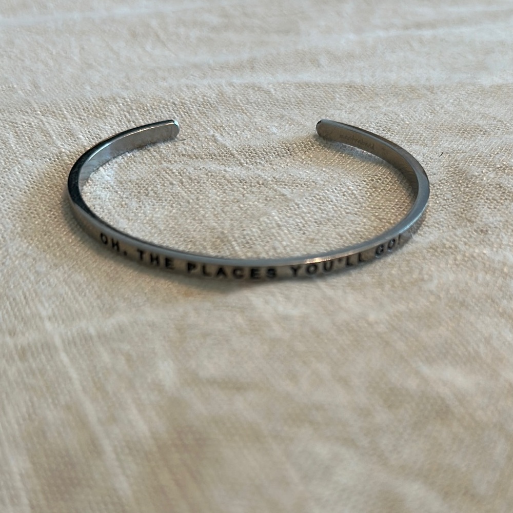 Silver Inspirational Cuff Bracelet - Oh the Places You’ll Go